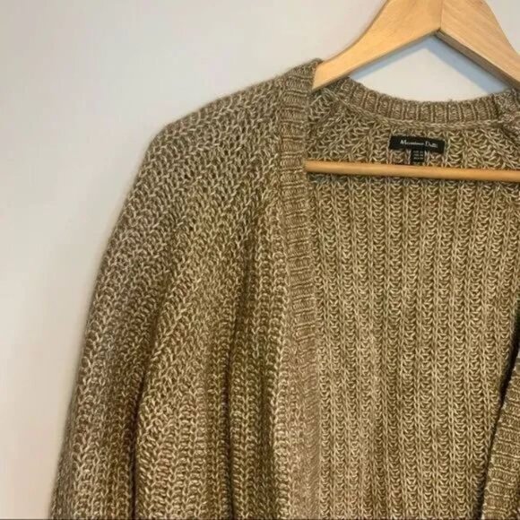 Massimo Dutti knitted cardigan sweater cotton wool blend neutral earthy tone XS - Picture 3 of 6